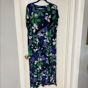 Chico's Bold Floral Maxi Dress in Green and Blue